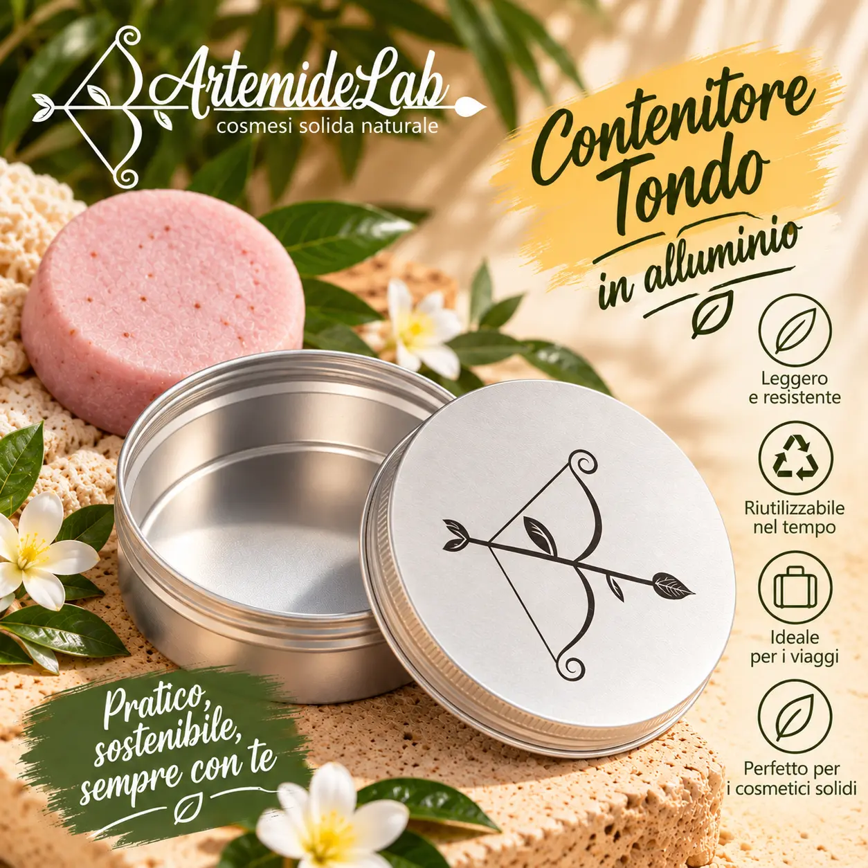 Contenitore tondo in alluminio
