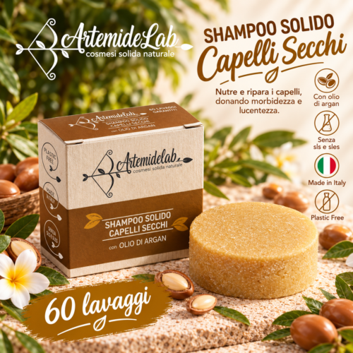 Shampoo solido per capelli secchi